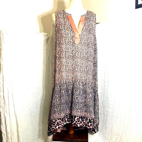 Scott & Soda Maison Scotch Leopard Print Silk Trapeze Dress Size M - Picture 2 of 11
